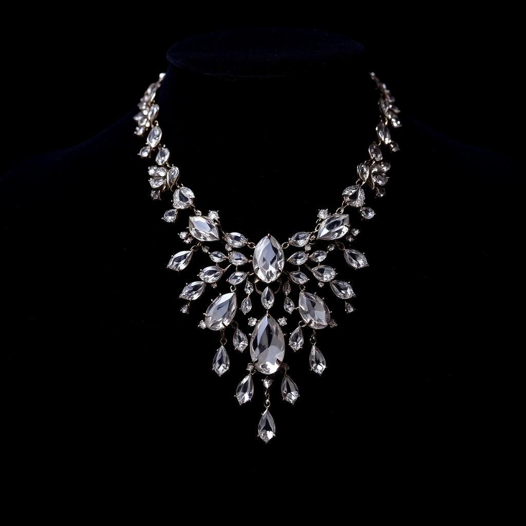 Statement necklace worn with a contemporary outfit